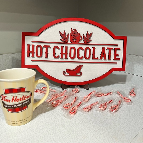 Handmade Laser Cut Hot Chocolate Sign, Wooden Winter Decorations - Picture 3 of 4